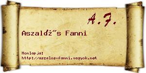 Aszalós Fanni névjegykártya