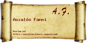 Aszalós Fanni névjegykártya