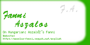 fanni aszalos business card